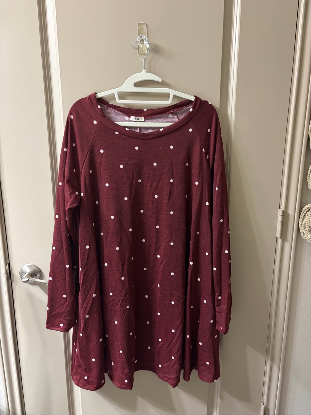 Egs by Eloges Women's Maroon Polka Dot Long Sleeve Tunic